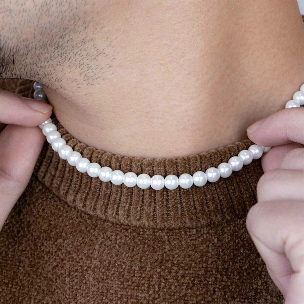 Colar de Pérolas Murano com Fecho em Prata 6 mm - 45cm