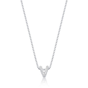 Colar de Prata Letra Inicial Cravejadas com Zircônias 45cm