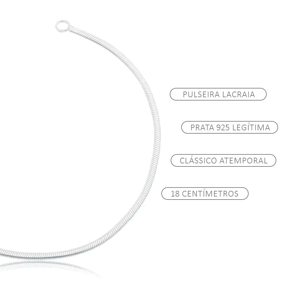 Pulseira de Prata Lacraia (2mm) 18cm