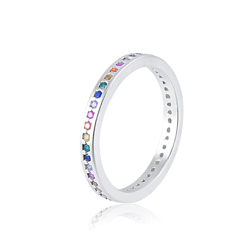 Anel de Prata Aparador Colorido