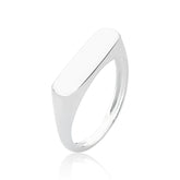 Anel de Prata Chapinha Reta Sinete com Design Moderno