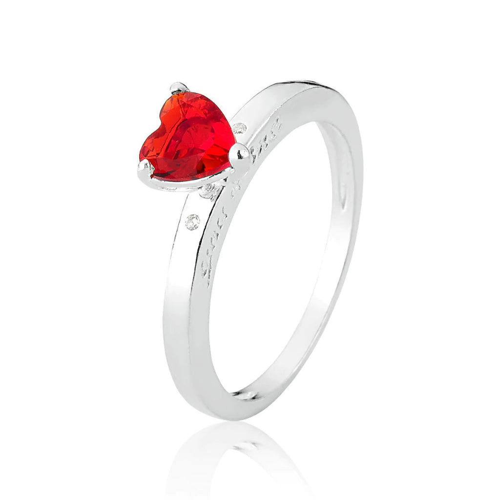 Anel Solitário de Prata You and Me Vermelho
