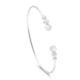 Bracelete de Prata 925 Rígido Aberto c/ Bolas Prateada 18cm