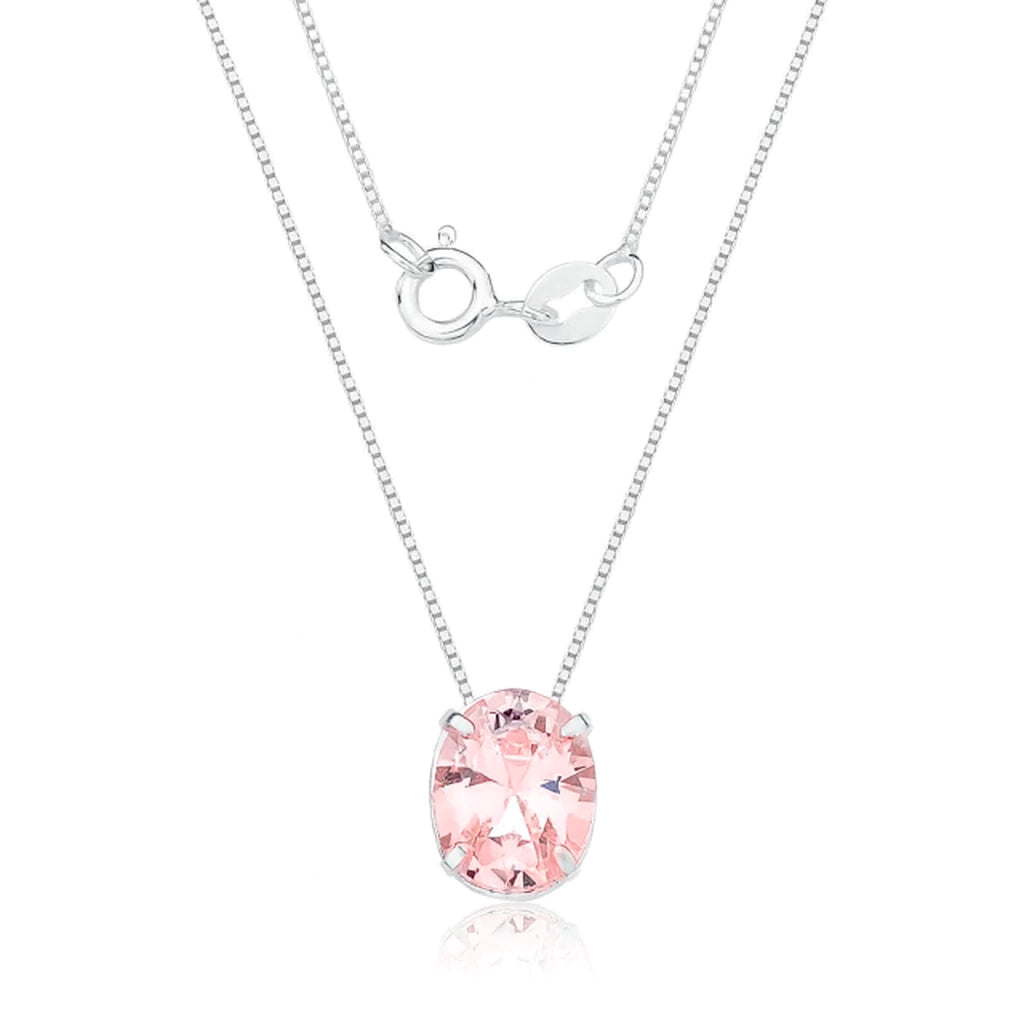 Colar de Prata 925 Zircônia Oval 45cm