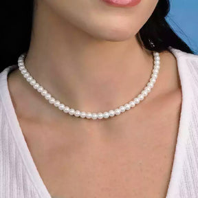 Colar de Pérolas Murano com Fecho em Prata 6 mm - 45cm