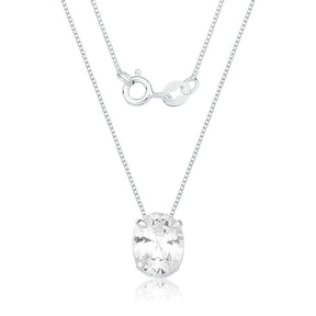 Colar de Prata 925 Zircônia Oval 45cm