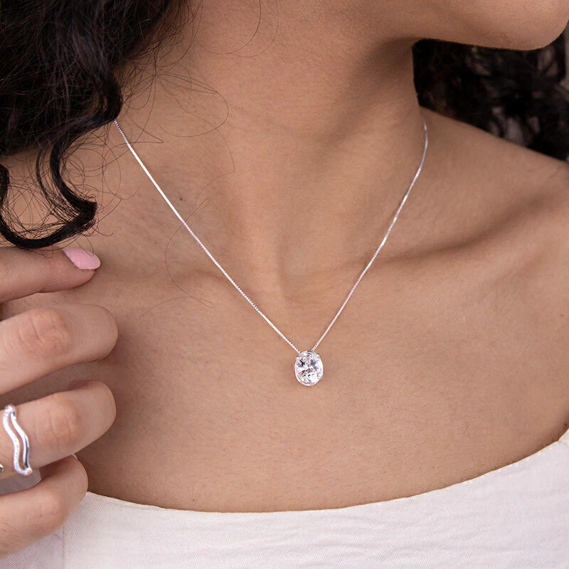 Colar de Prata 925 Zircônia Oval 45cm