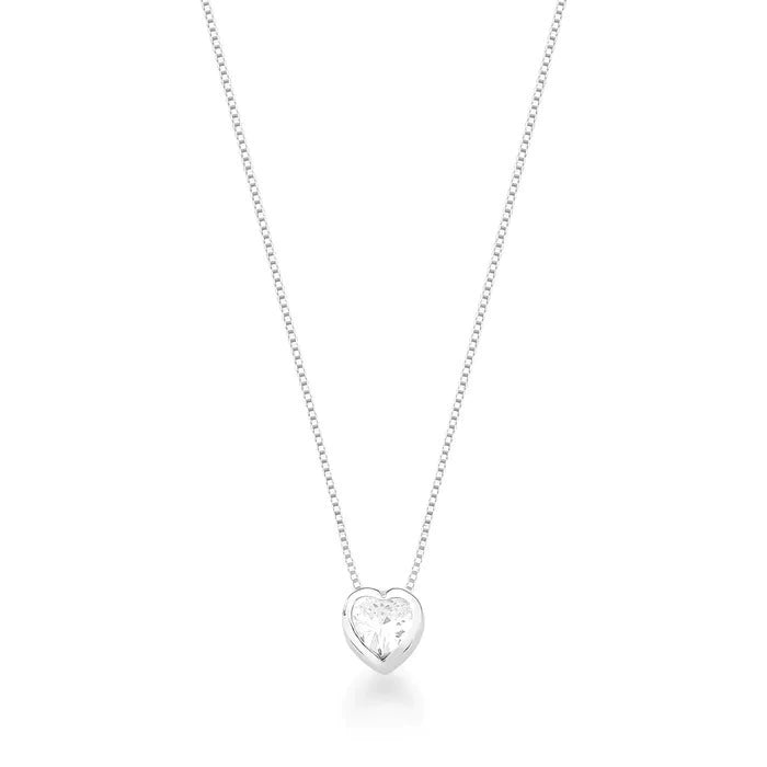 Colar de Prata Coração Ponto de Luz 45cm