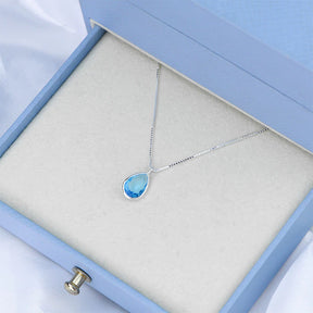 Colar de Prata Gota Zircônia 12mm 45cm