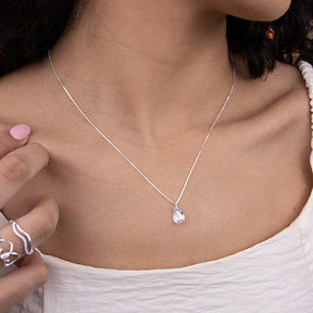 Colar de Prata Gota Zircônia Branca 45cm