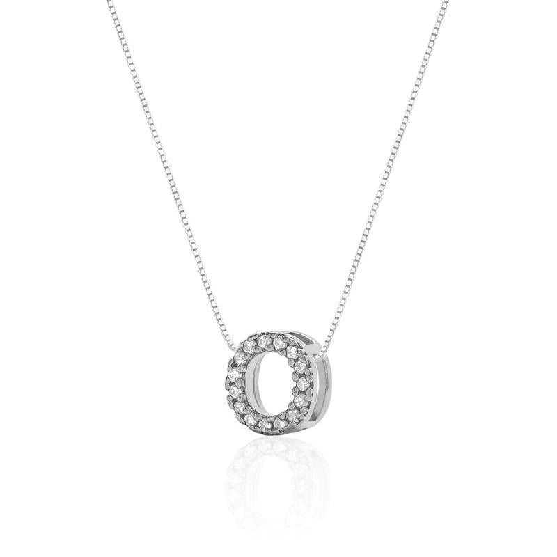 Colar de Prata Letra Inicial Cravejadas com Zircônias 45cm