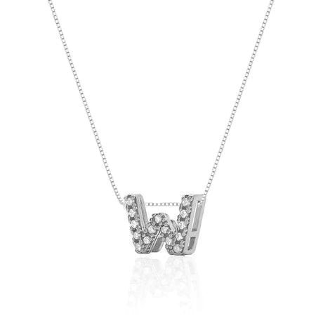 Colar de Prata Letra Inicial Cravejadas com Zircônias 45cm