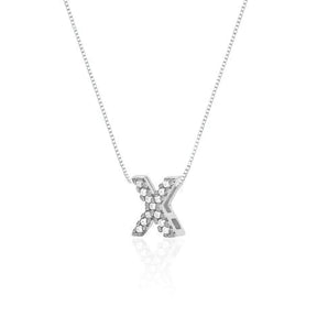 Colar de Prata Letra Inicial Cravejadas com Zircônias 45cm