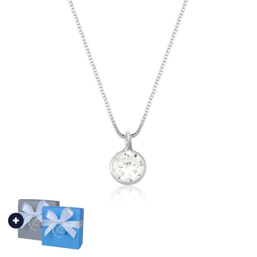 Colar de Prata Ponto de Luz Zircônia 45cm