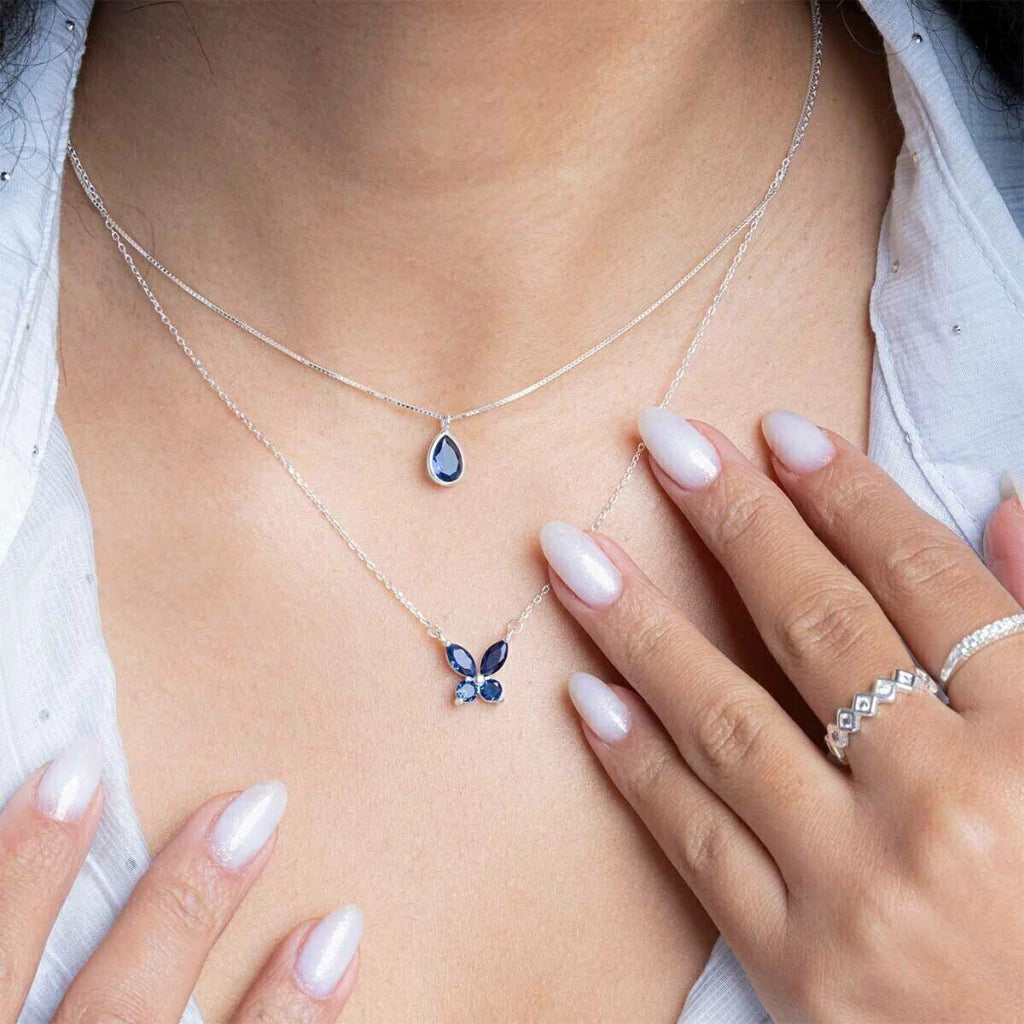 Colar de Prata Gota Zircônia 12mm 45cm