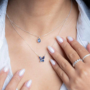 Colar de Prata Gota Zircônia 12mm 45cm