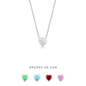 Colar de Prata Coração Ponto de Luz 45cm