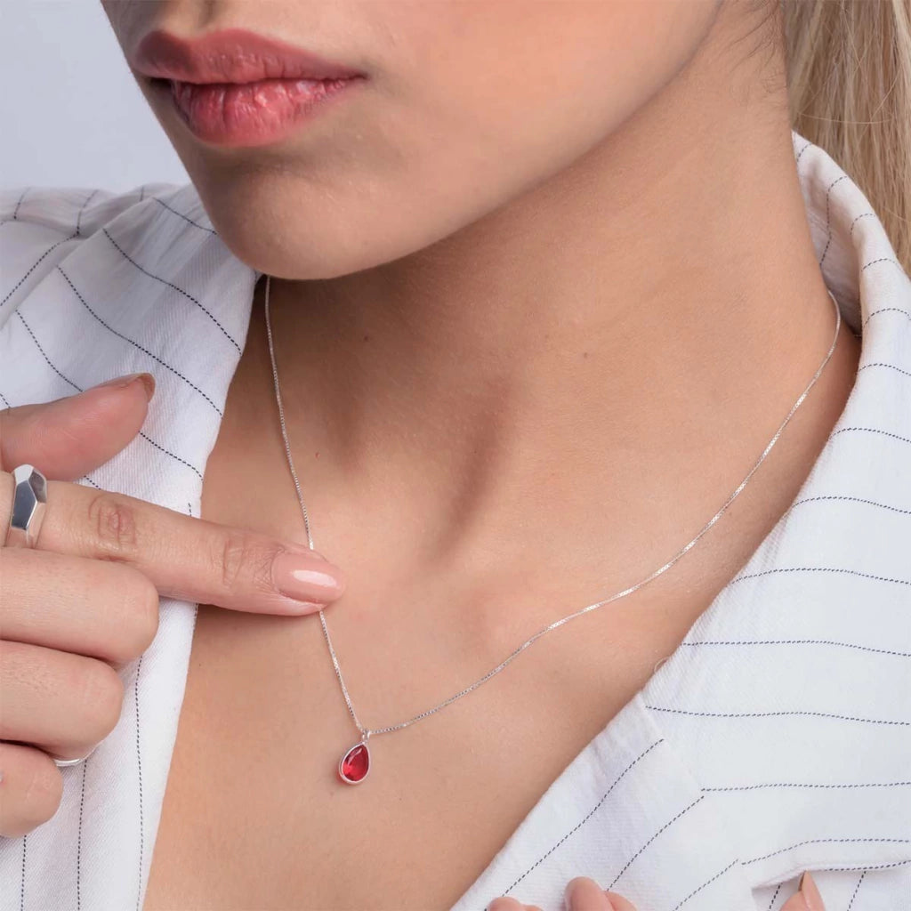 Colar de Prata Gota Zircônia 12mm 45cm