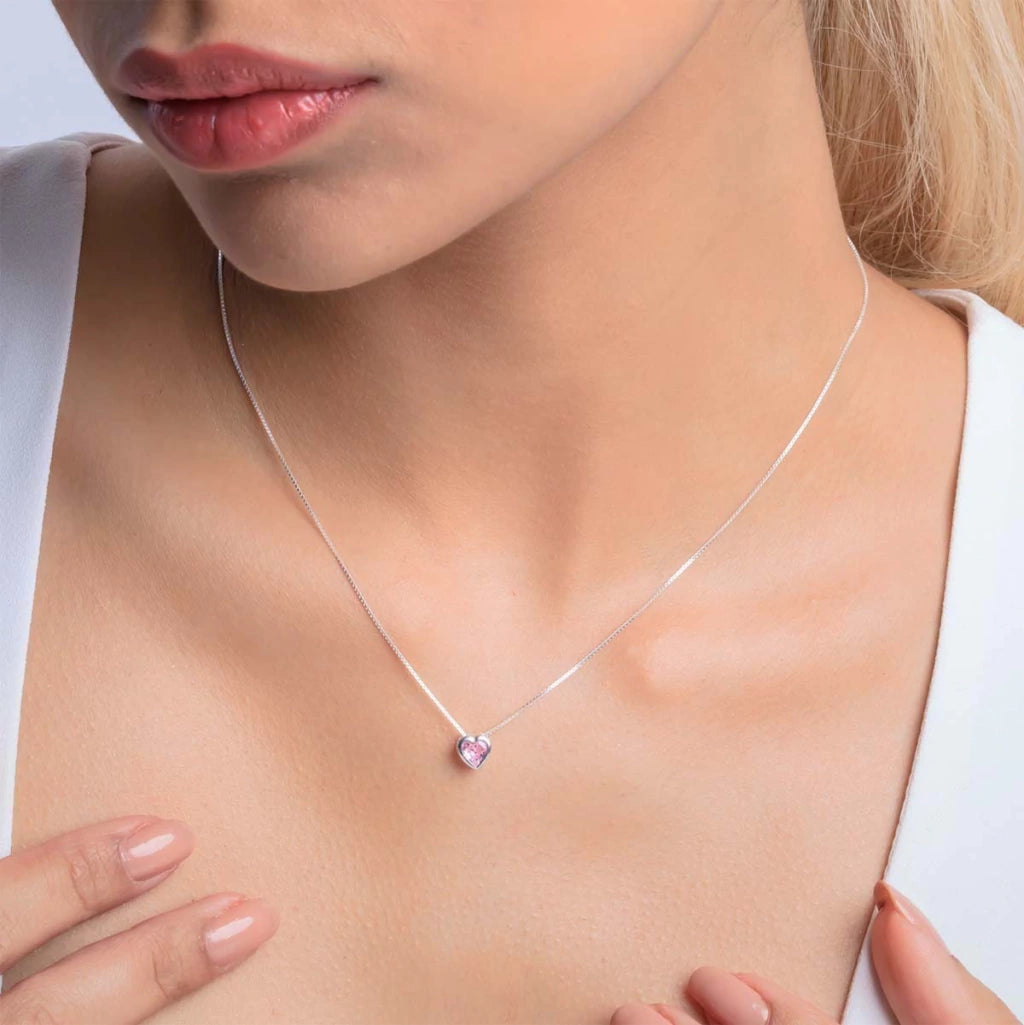 Colar de Prata Coração Ponto de Luz 45cm