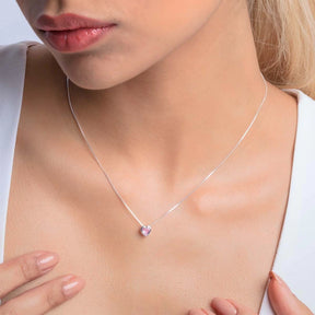 Colar de Prata Coração Ponto de Luz 45cm