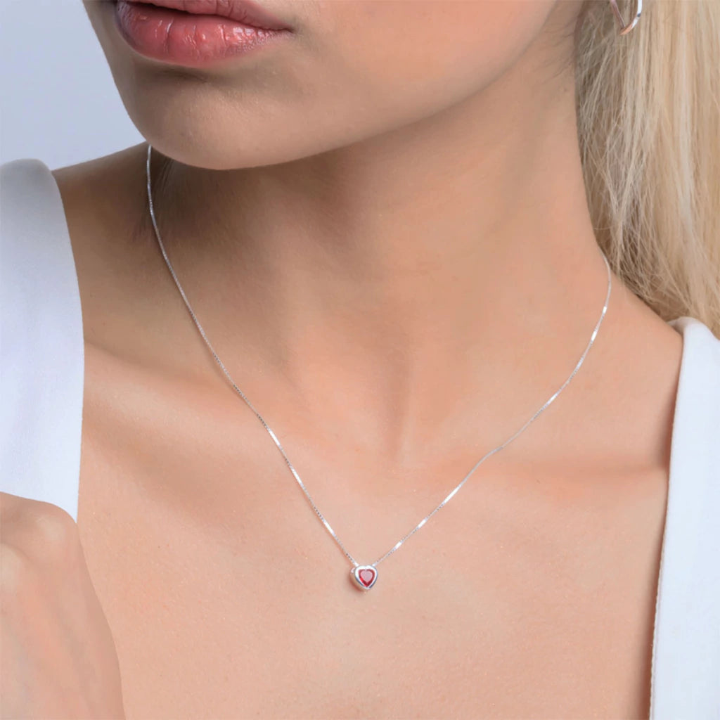 Colar de Prata Coração Ponto de Luz 45cm