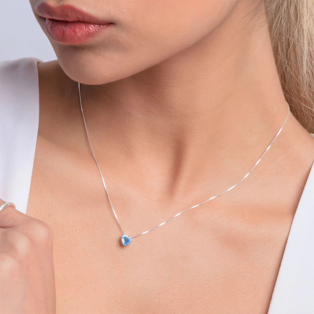 Colar de Prata Coração Ponto de Luz 45cm