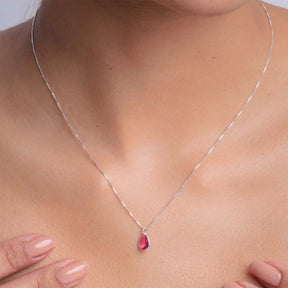 Colar de Prata Gota Zircônia 12mm 45cm