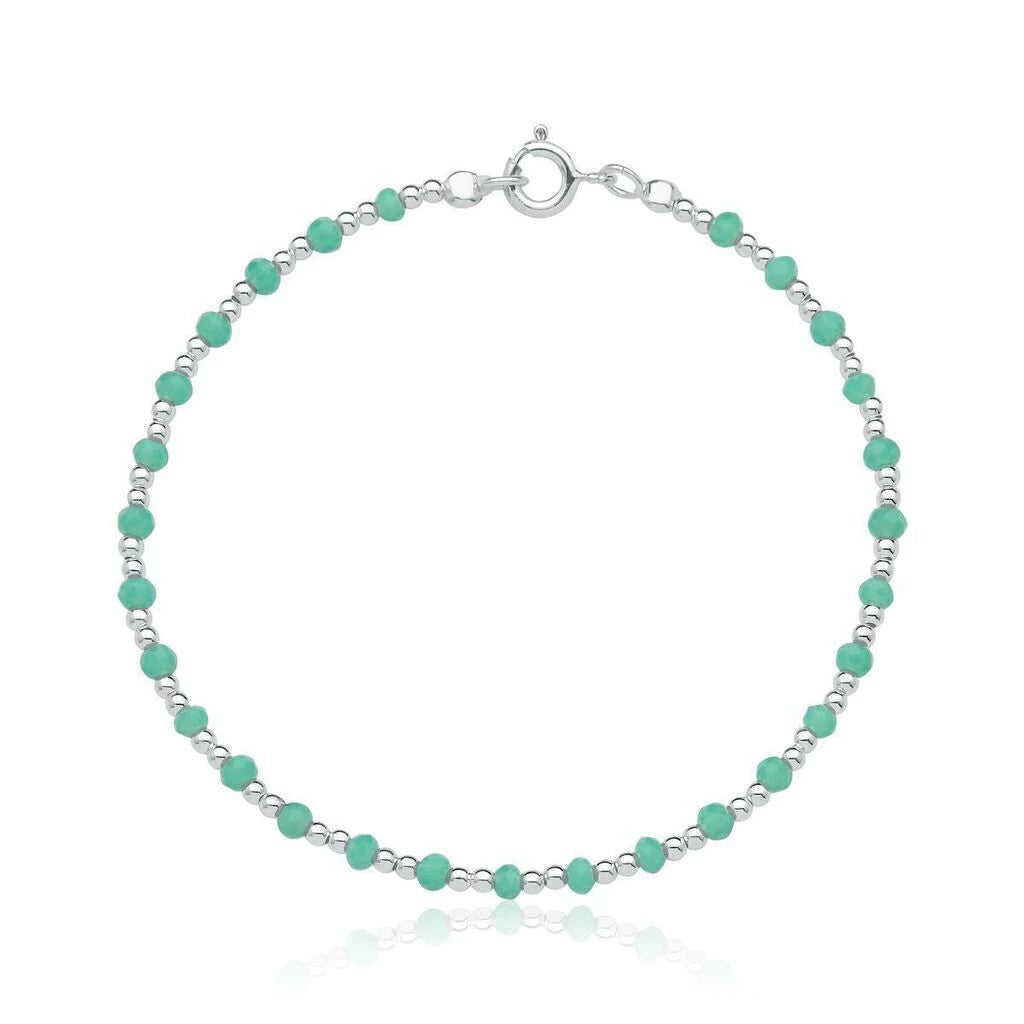 Pulseira de Prata Cristais Prata Verde 18cm: Glamour para Eventos Especiais