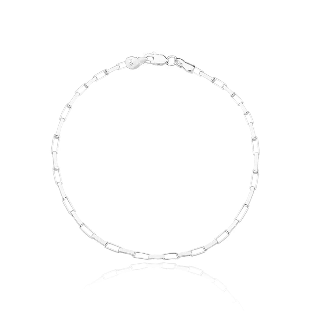 Pulseira de Prata Masculina Elo Cartier Quadrado 20cm - For Men