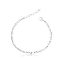 Pulseira de Prata Riviera Zircônia Branca e Bolinhas 18cm