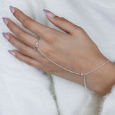 Pulseira e Anel de Prata Hand Chain Jade com Zircônia (1mm)