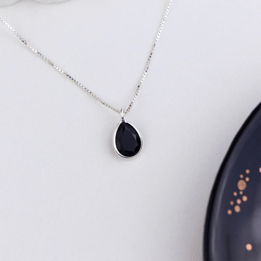 Colar de Prata Gota Zircônia 12mm 45cm