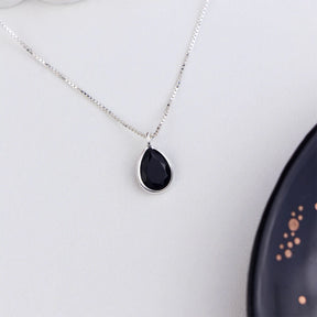 Colar de Prata Gota Zircônia 12mm 45cm