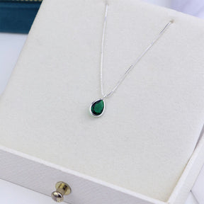 Colar de Prata Gota Zircônia 12mm 45cm