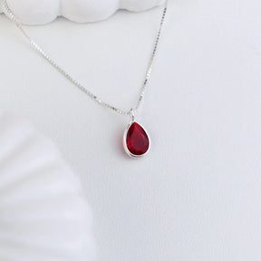 Colar de Prata Gota Zircônia 12mm 45cm